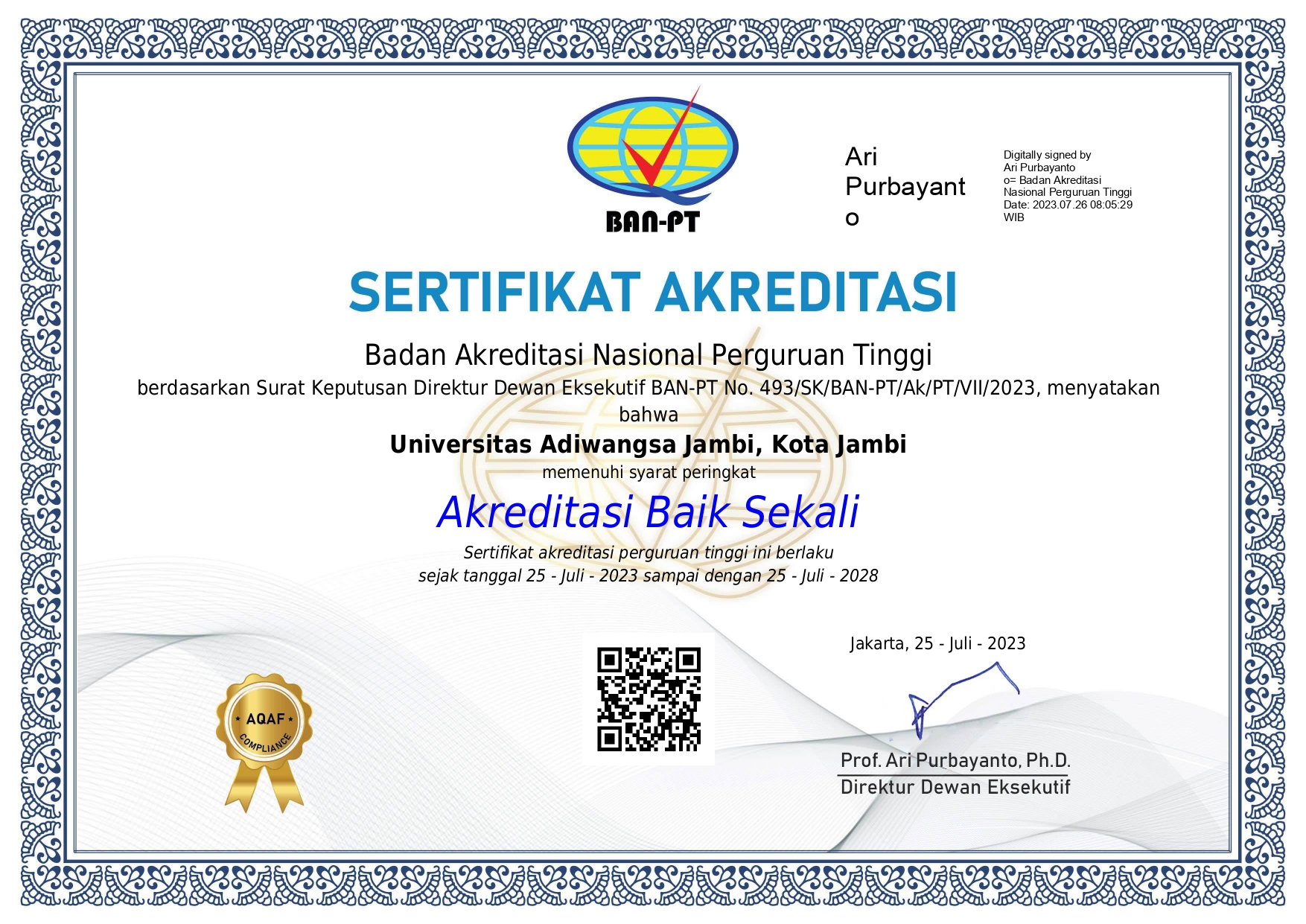 Sertifikat Akreditasi Institusi